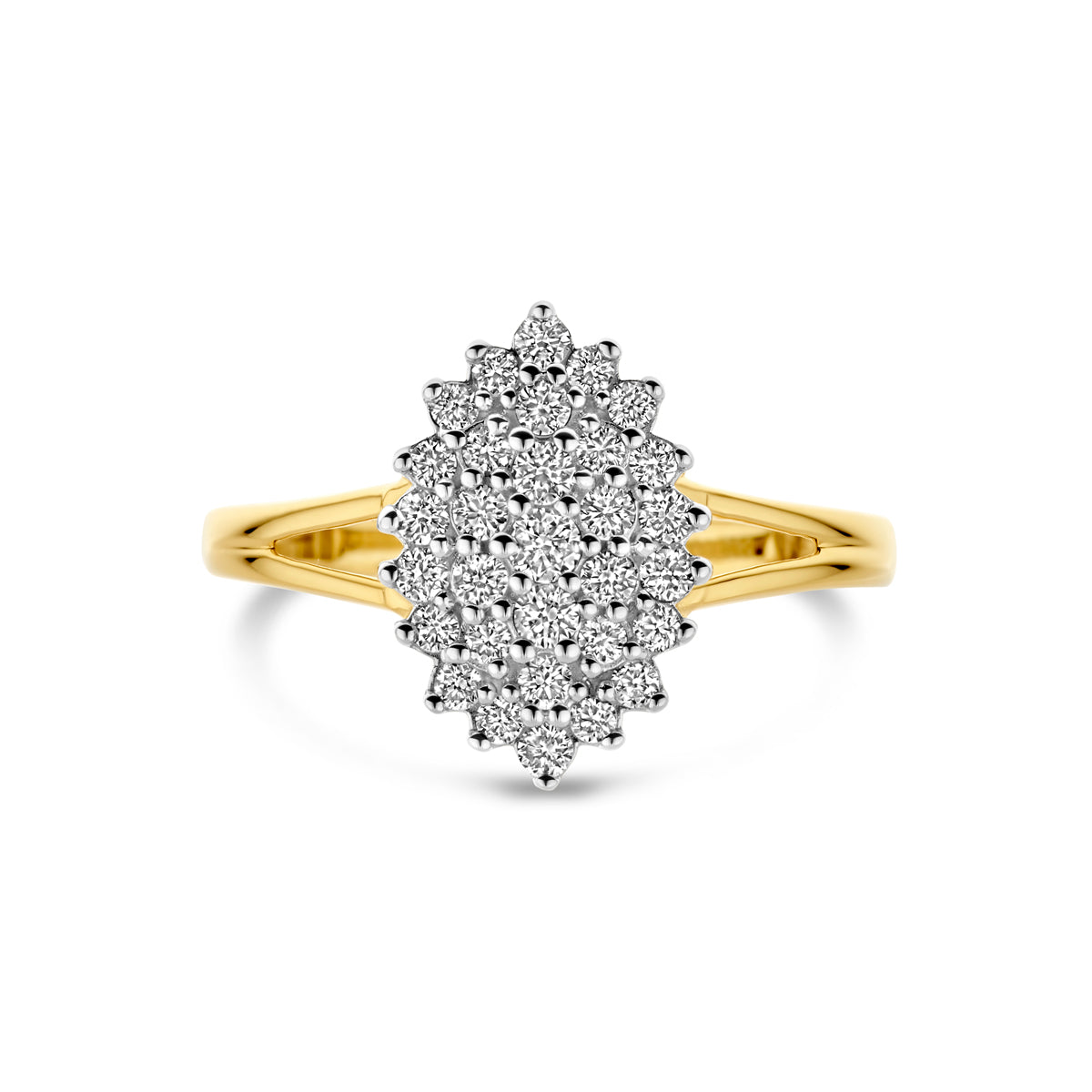 Facette - 14krt geelgouden ring met LG diamant 0.48ct HSI