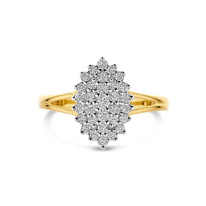 Facette - 14krt geelgouden ring met LG diamant 0.48ct HSI