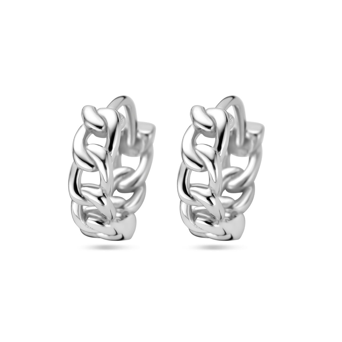 Zilveren klapoorringen schakelmotief | 10,5x3,5mm
