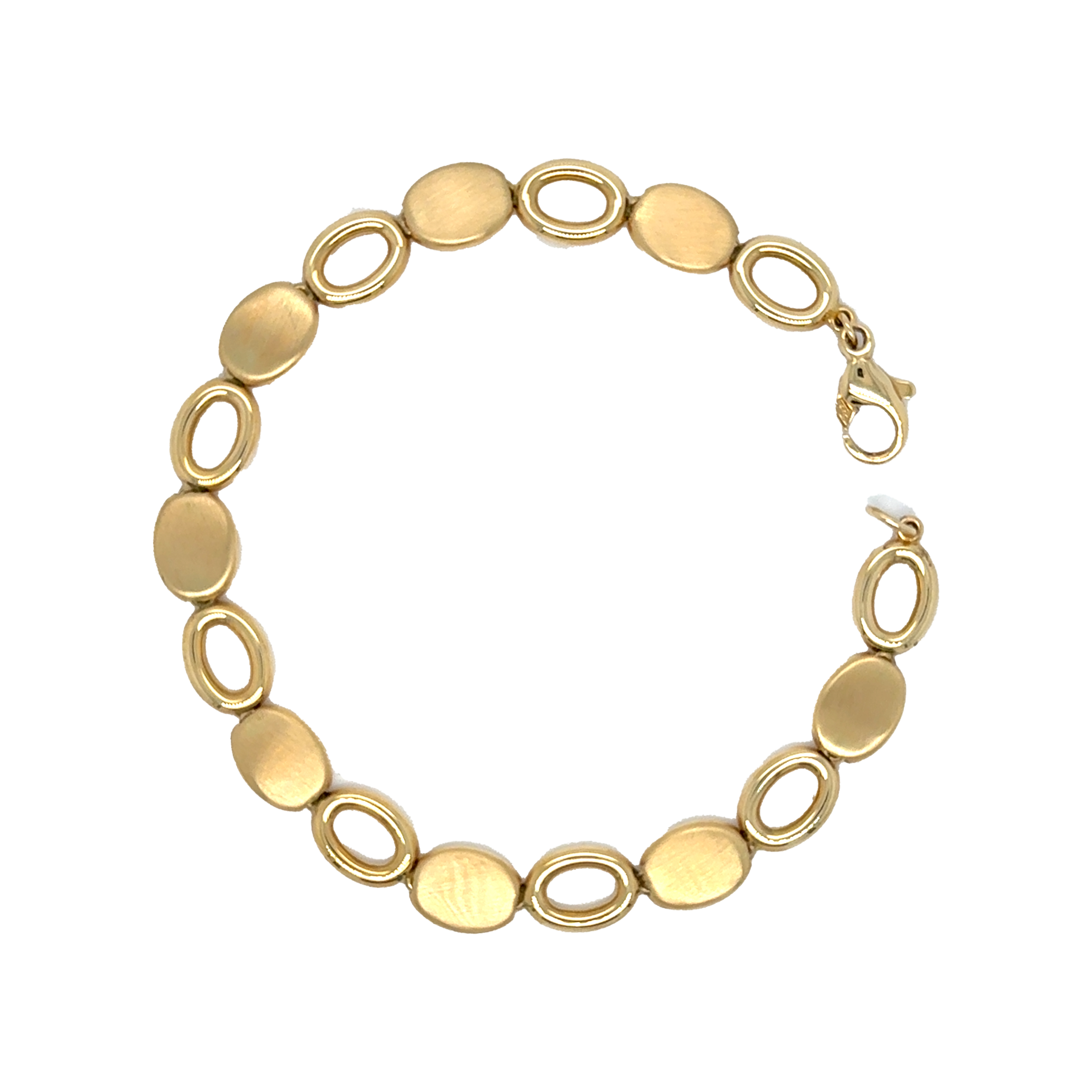 14krt geelgouden armband deels gematteerd - 19cm