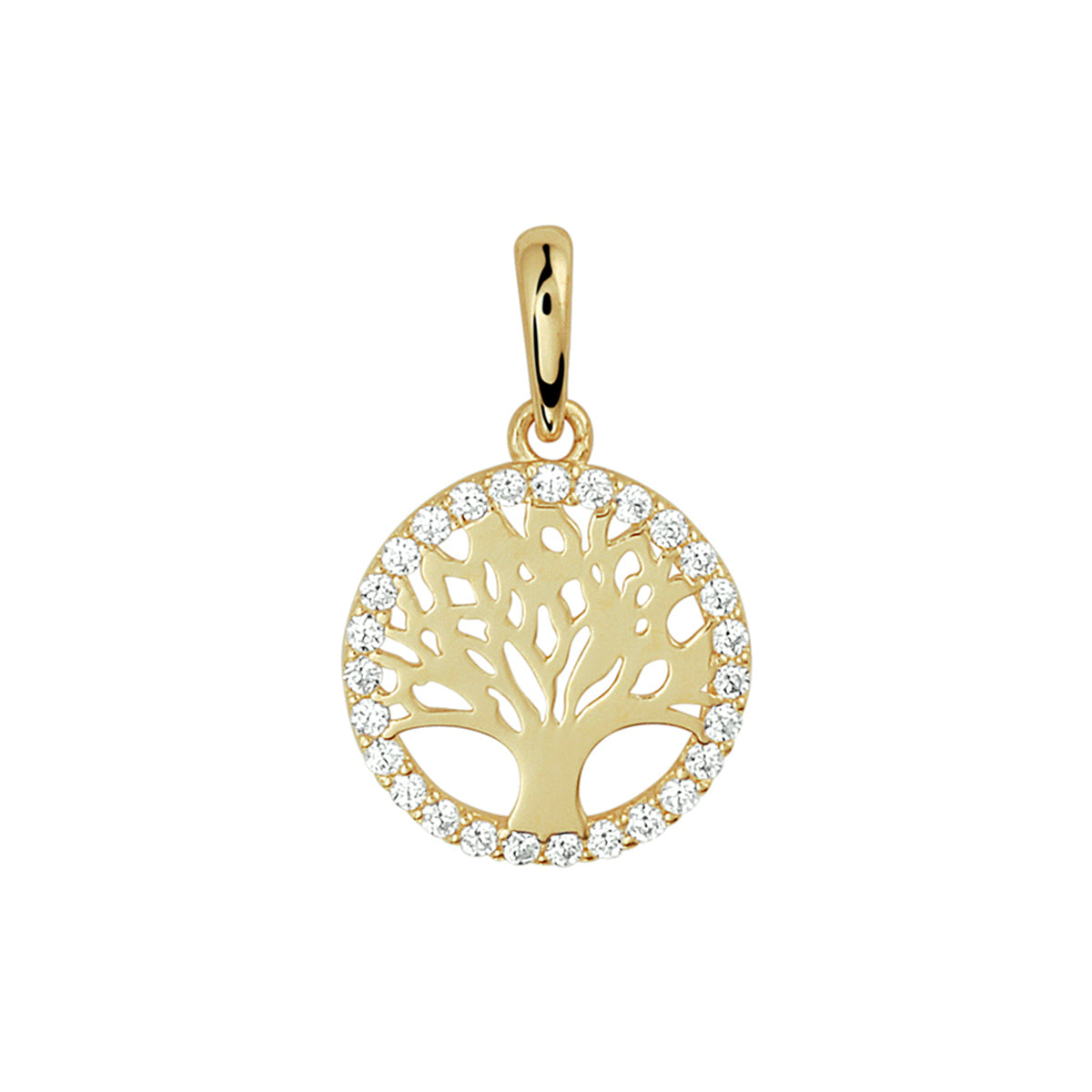 14krt geelgouden hanger levensboom zirkonia | 16x10,5mm