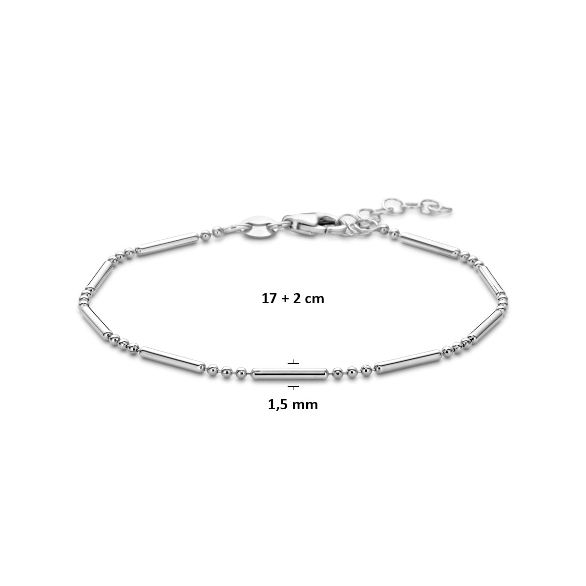Zilveren armband buisjes 1,5mm | 17-19cm