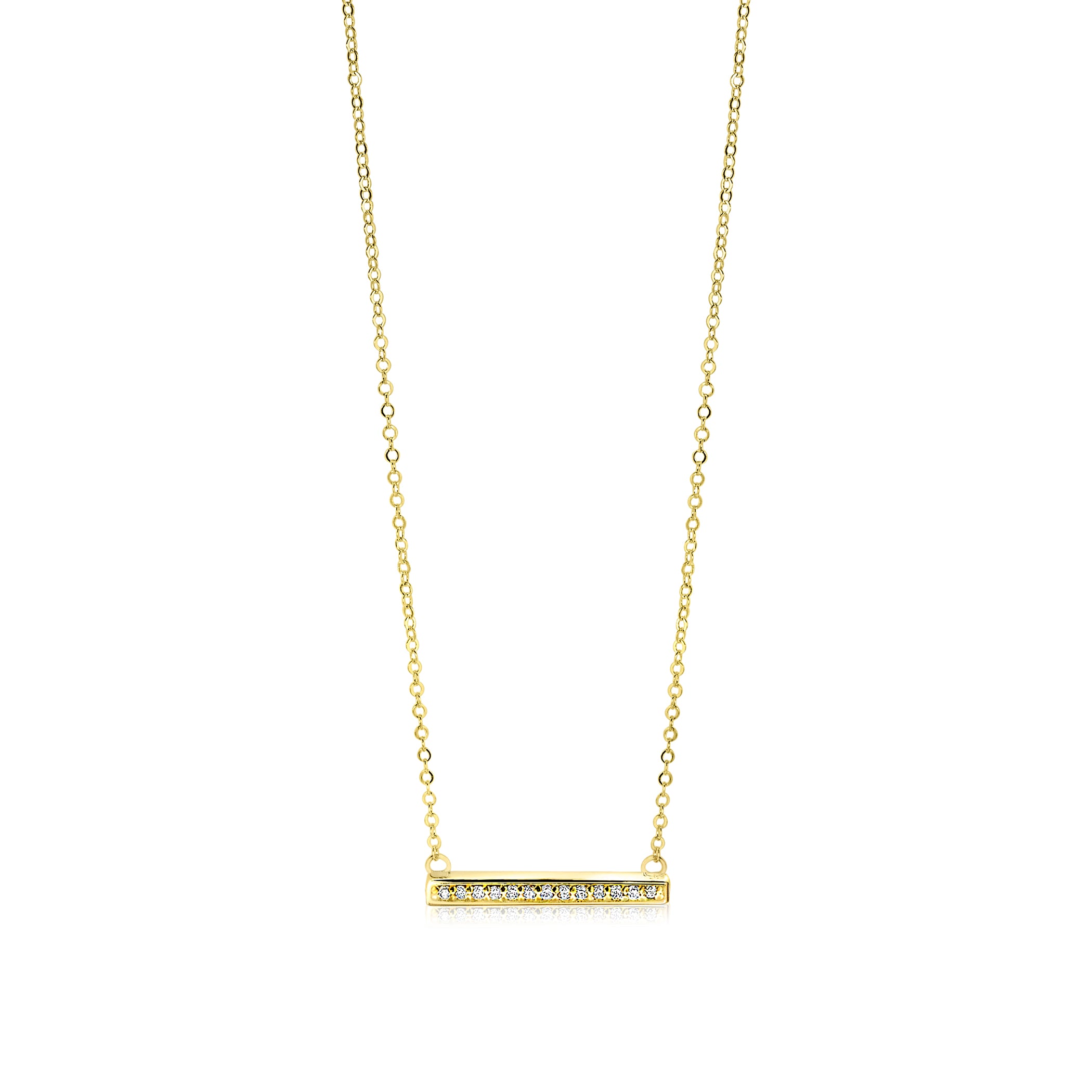 ZINZI Gold 14 karaat gouden collier staafje wit 45cm ZGC182