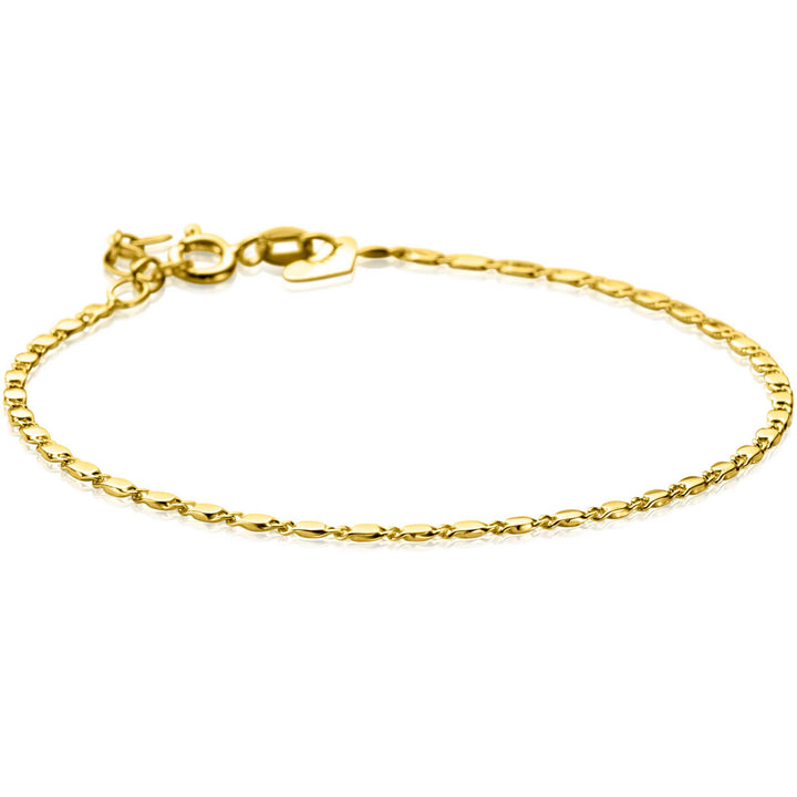 ZINZI Gold 14 karaat gouden massieve armband met glanzende fantasie plaatjes 1.7mm breed 17-19cm ZGA497