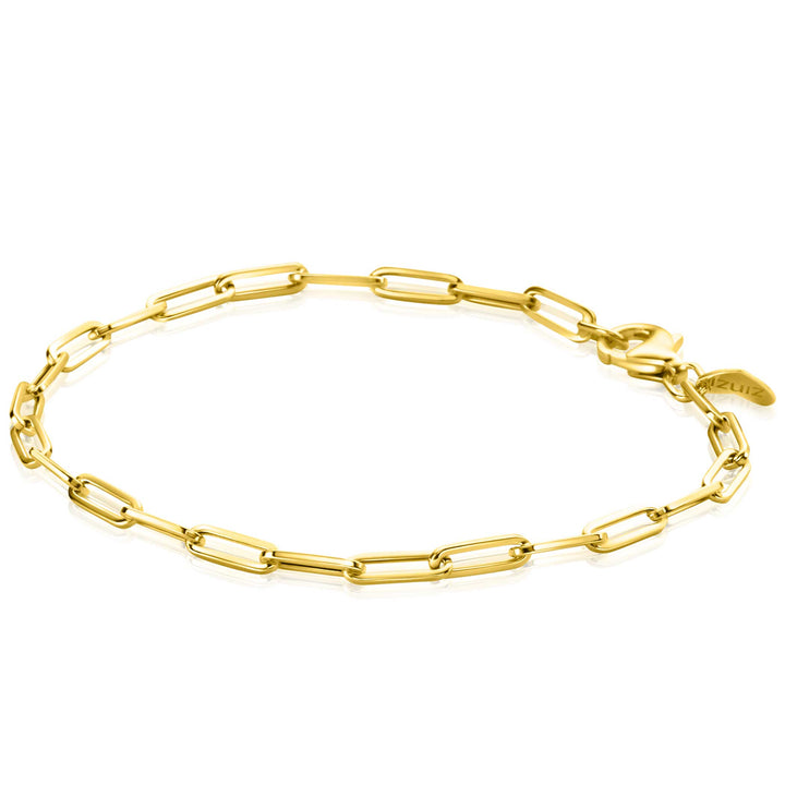 ZINZI Gold 14 krt gouden armband met trendy paperclip/closed for ever schakels 3mm breed. lengte 19cm ZGA346