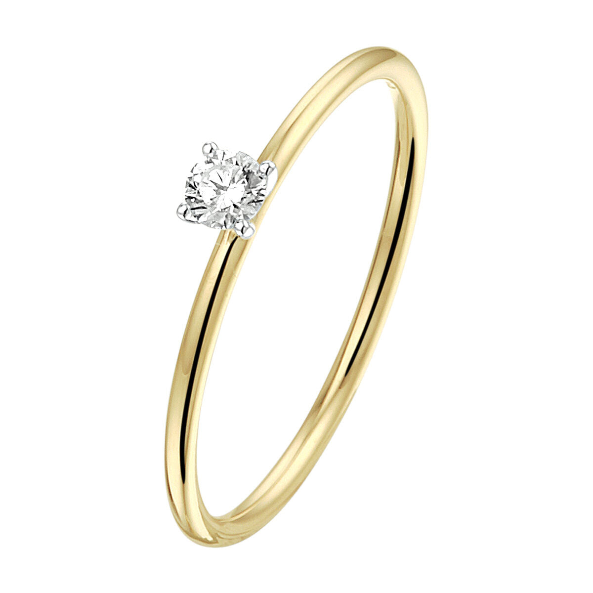 14kt bicolor gouden ring briljant 0.10 ct
