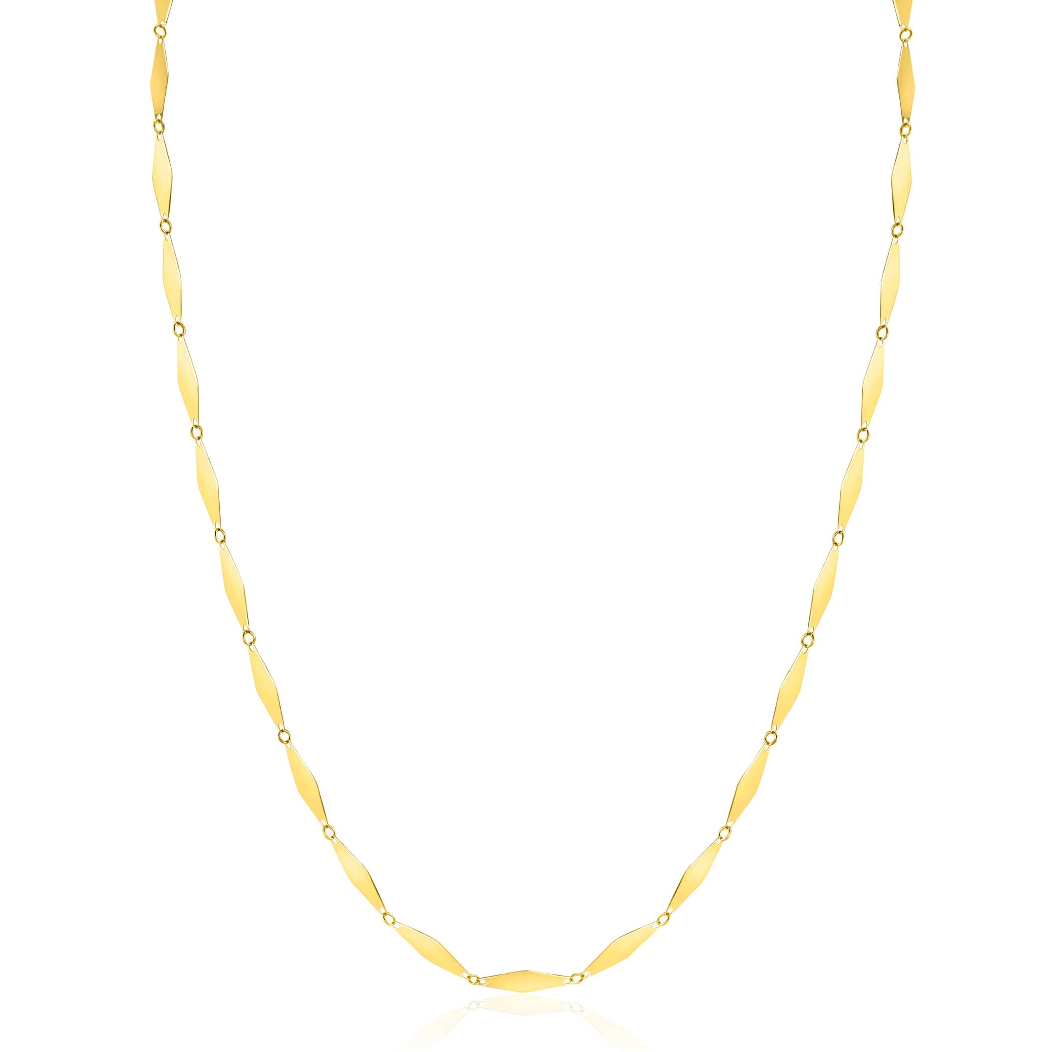 ZINZI Gold 14 krt gouden massieve ketting met glanzende lange ruitvormige schakels 3mm breed 45cm ZGC492