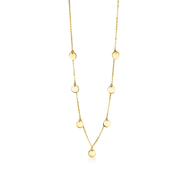 ZINZI Gold 14 karaat gouden collier met 7 rondjes 45cm ZGC167