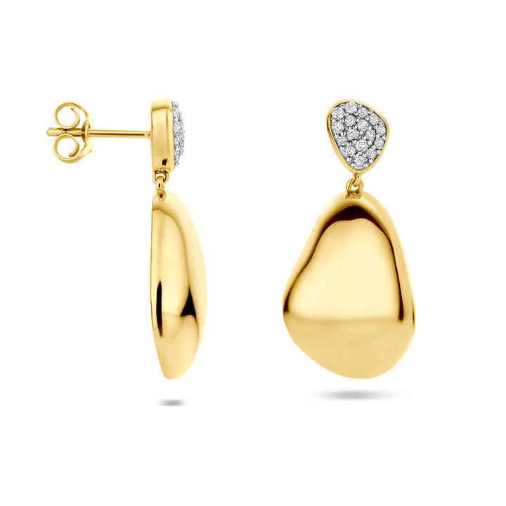 14krt geelgouden oorhangers met diamant 0.20ct GHSI | 13,5x27mm