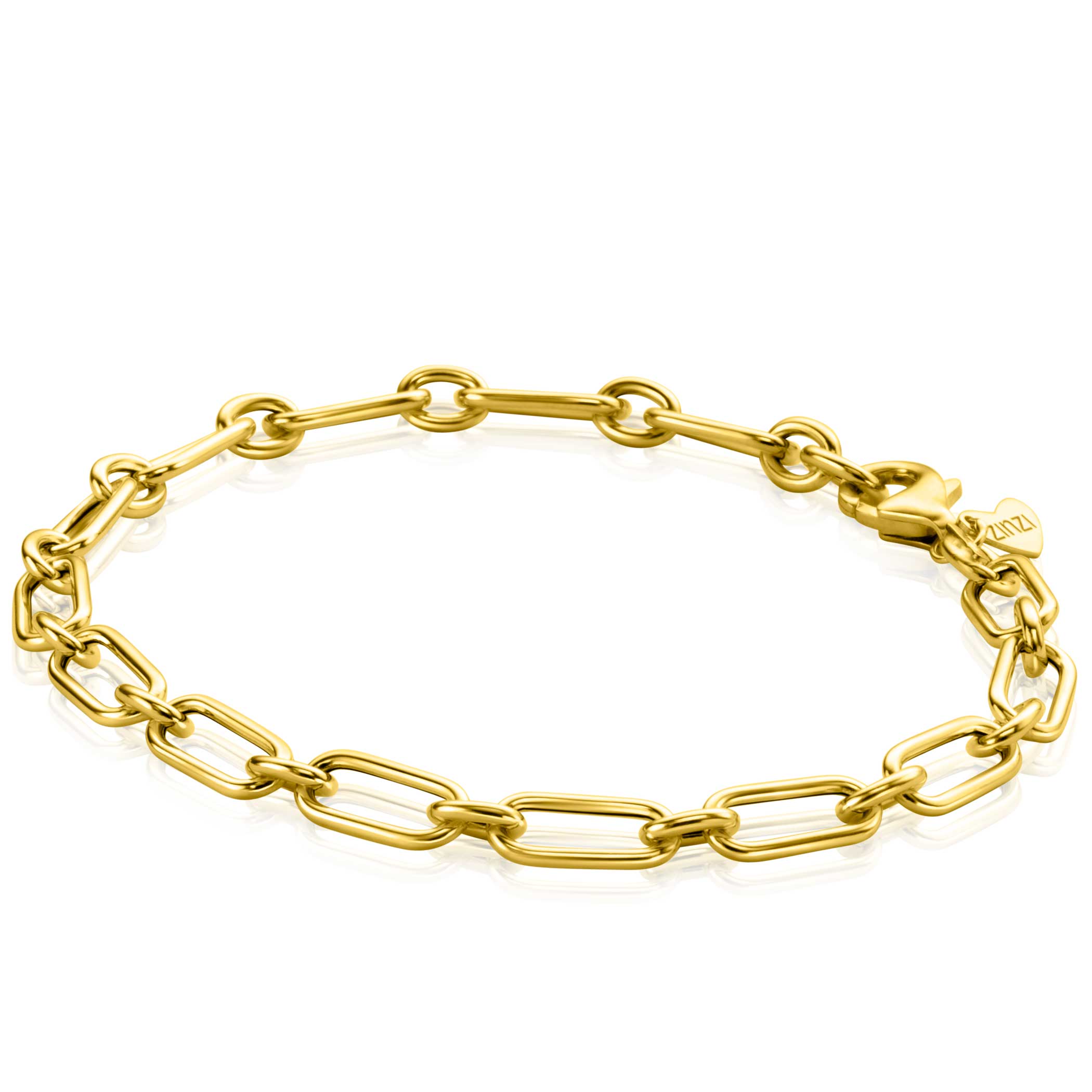ZINZI Gold 14 krt gouden armband met brede fantasie schakels van 5mm breed. lengte 19cm ZGA354