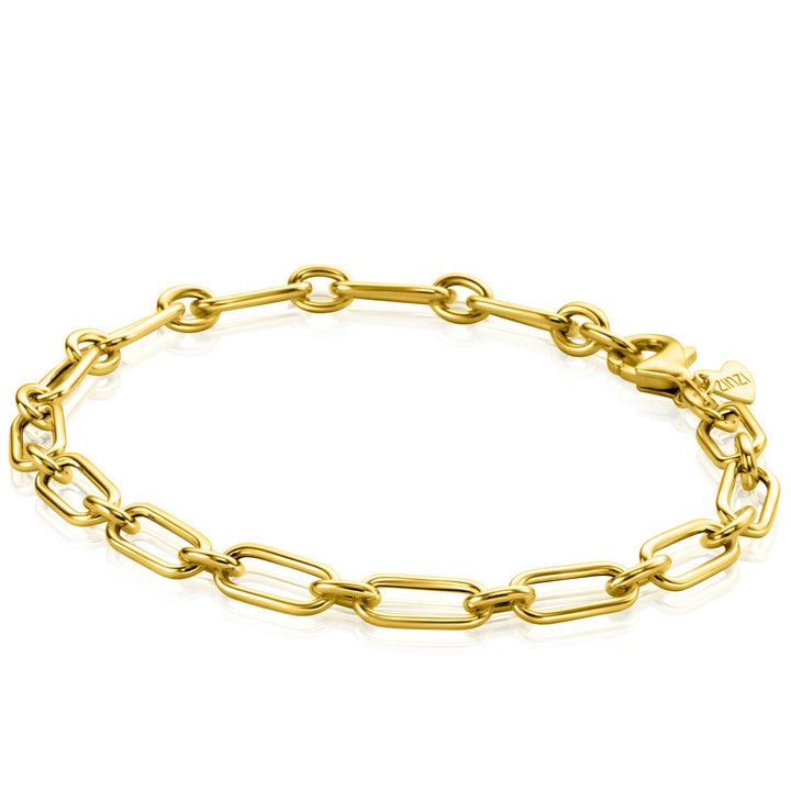 ZINZI Gold 14 krt gouden armband met brede fantasie schakels van 5mm breed. lengte 19cm ZGA354