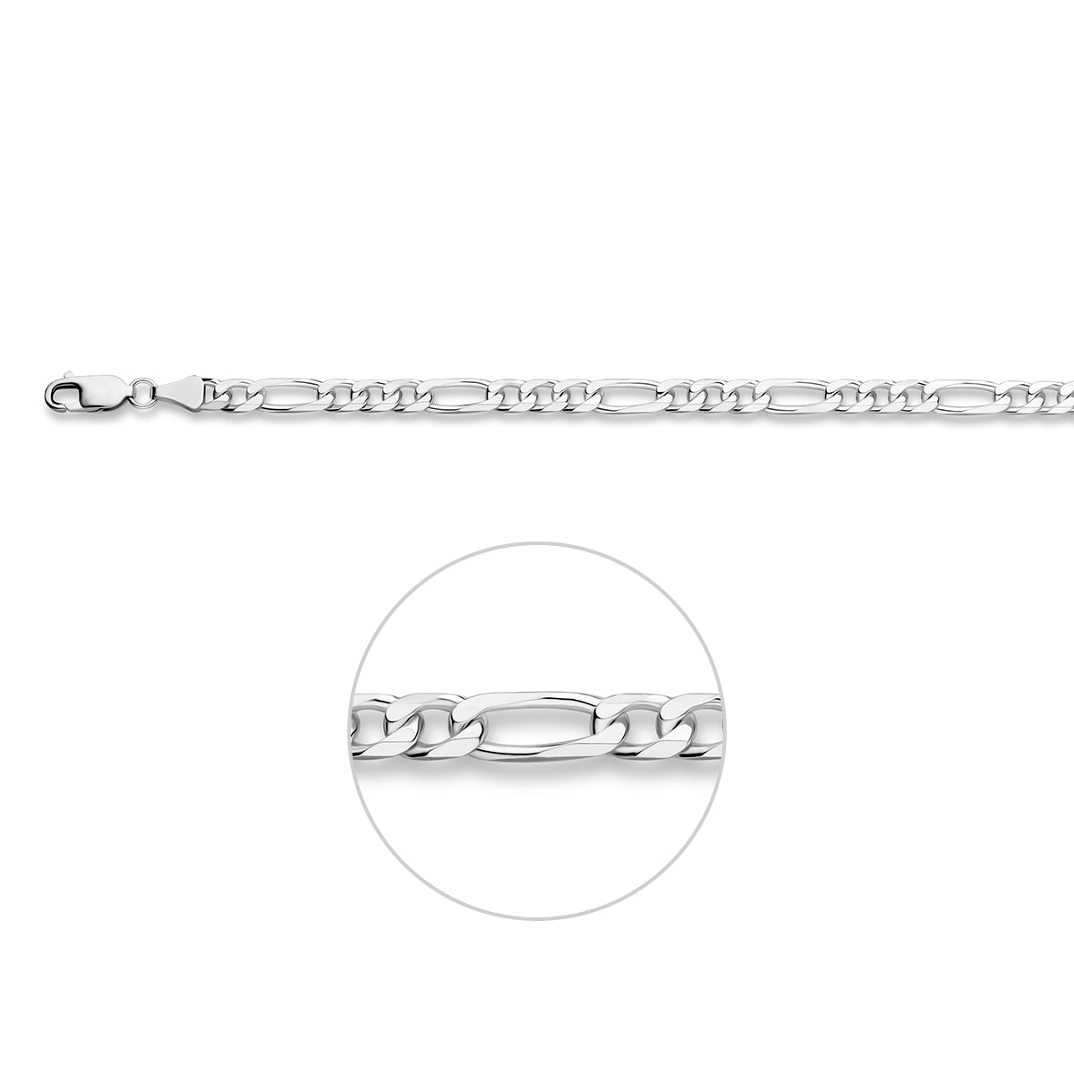 Zilveren lengtecollier - Figaro 5.1mm
