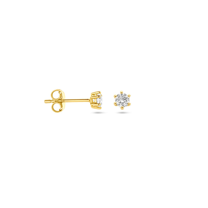 14krt geelgouden oorstekers zirkonia | 3mm