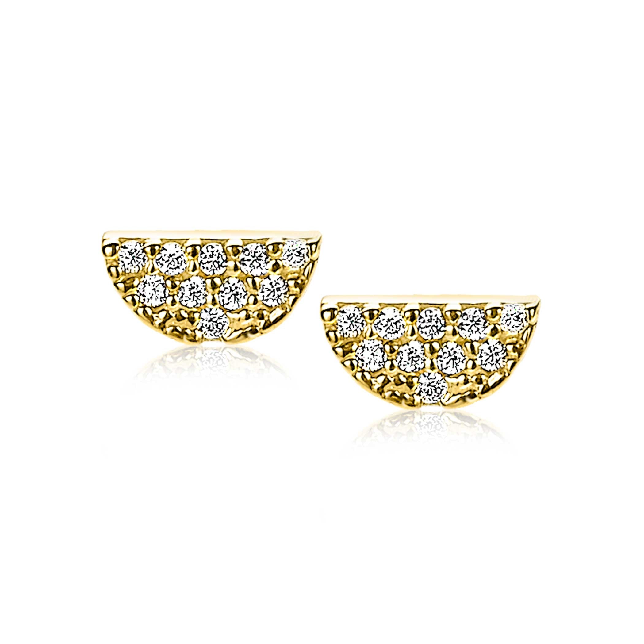 ZINZI Gold 14 karaat gouden oorknoppen halve maan wit zirconia ZGO220