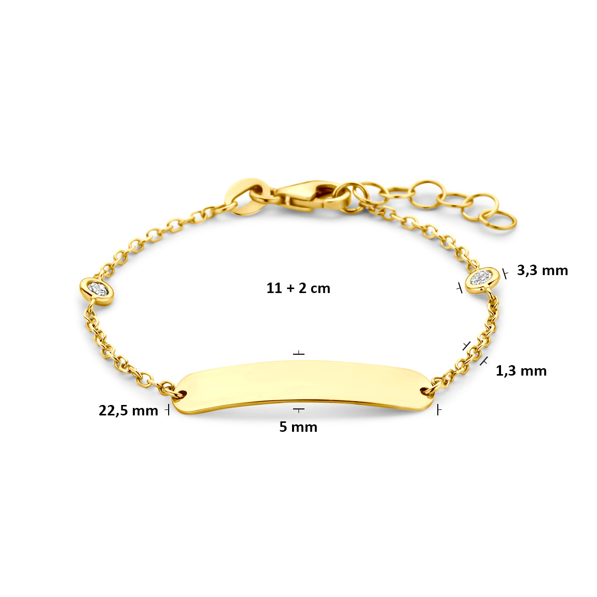 14krt geelgouden graveerarmband lab grown diamant 2-0.10ct FVS | 11-13cm