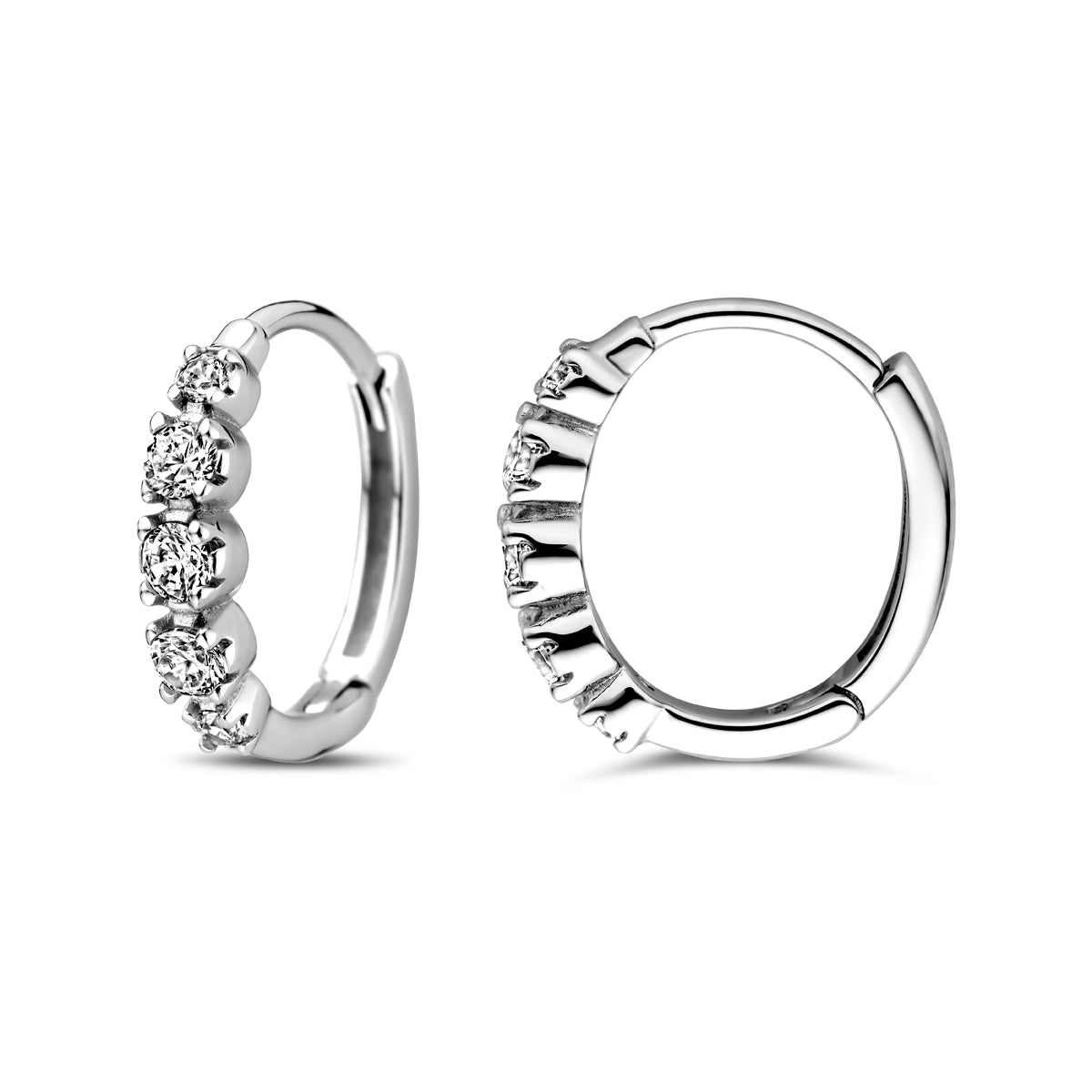 Zilveren klapoorringen zirkonia | 14x3mm