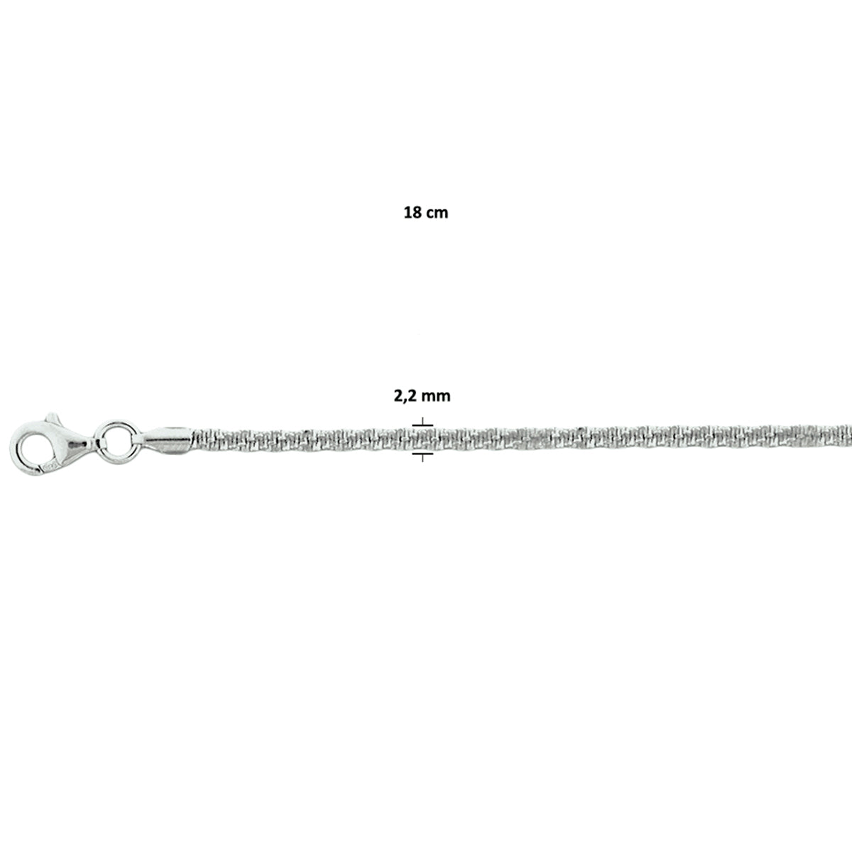 Zilveren armband fantasie 2,2mm | 19cm