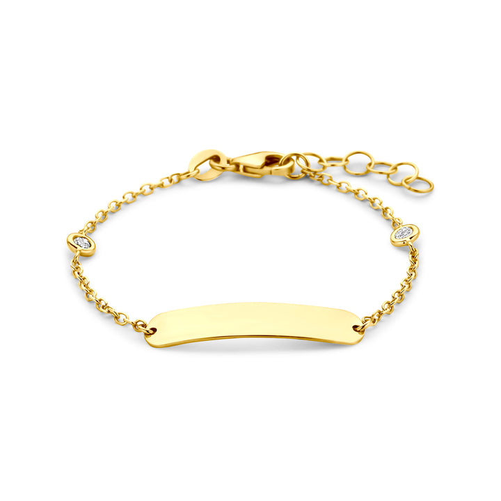 14krt geelgouden graveerarmband lab grown diamant 2-0.10ct FVS | 11-13cm