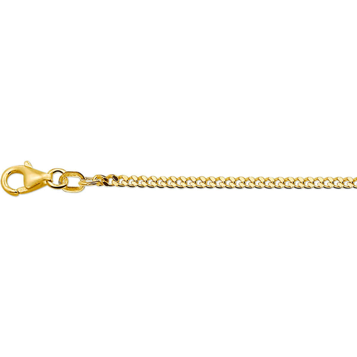 14krt geelgouden collier gourmette 4-zijdes geslepen 2,1 mm