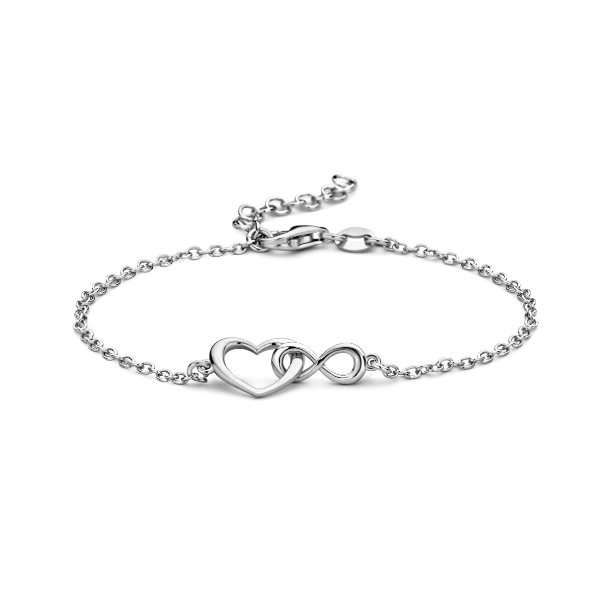 Zilveren armband hart en infinity  | 16-19cm