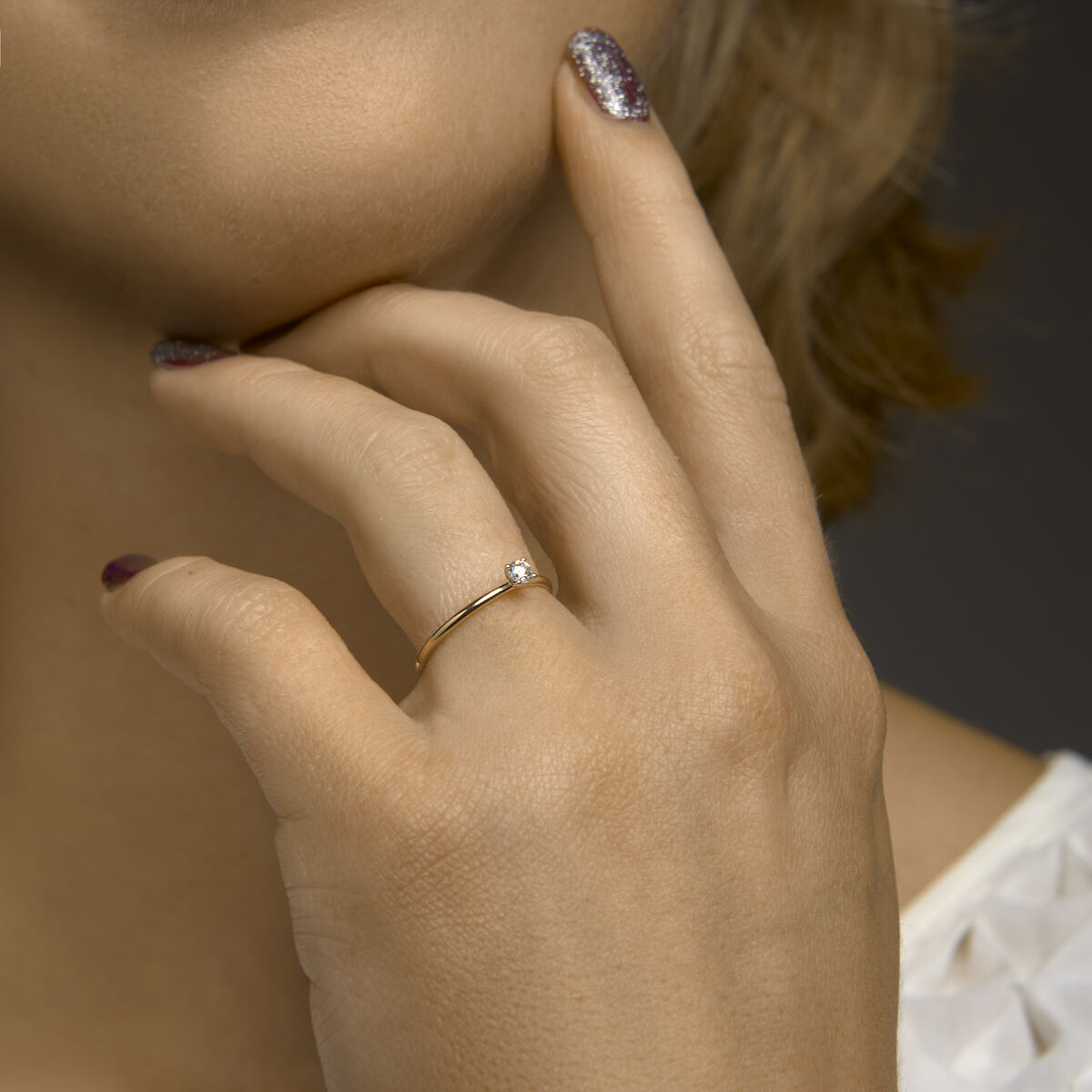 14kt bicolor gouden ring briljant 0.10 ct