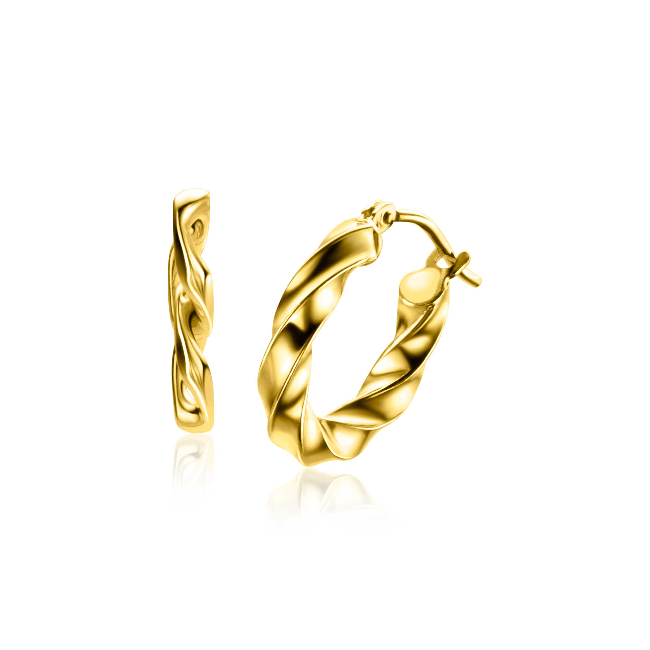16mm ZINZI Gold 14 krt gouden oorringen gedraaide buis 3mm breed ZGO332