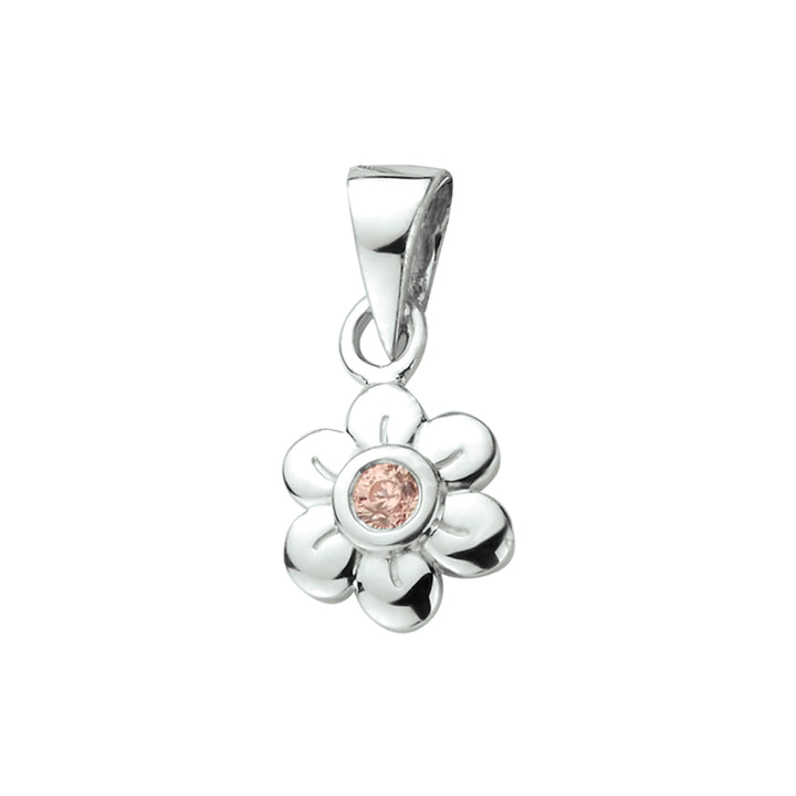 Zilveren hanger bloem roze zirkonia | 10x6,5mm
