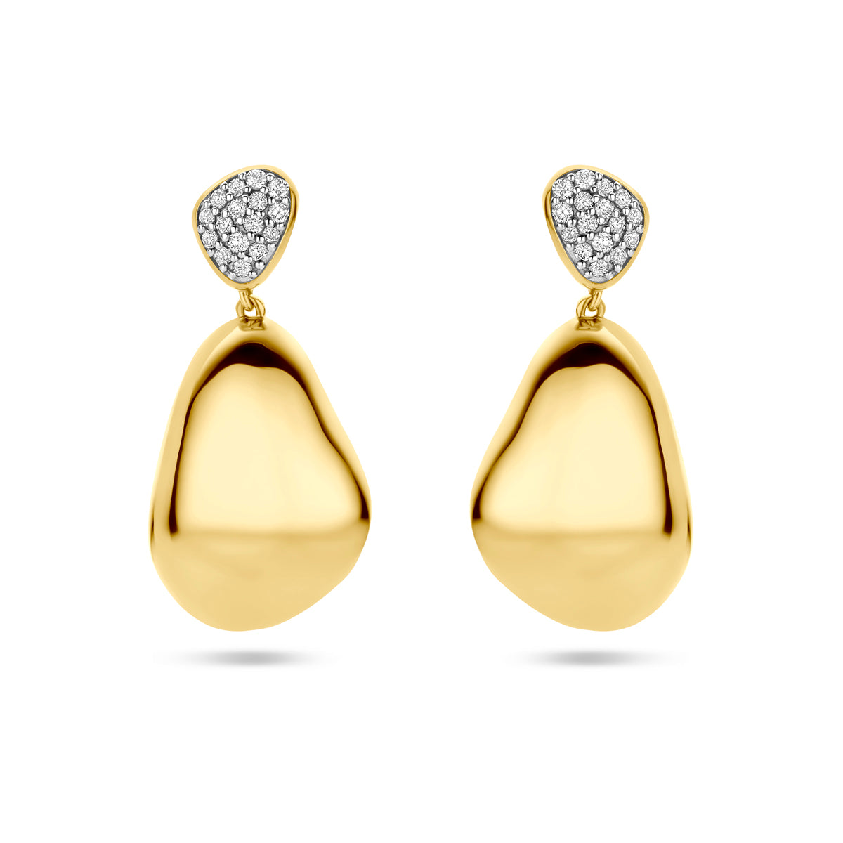 14krt geelgouden oorhangers met diamant 0.20ct GHSI | 13,5x27mm