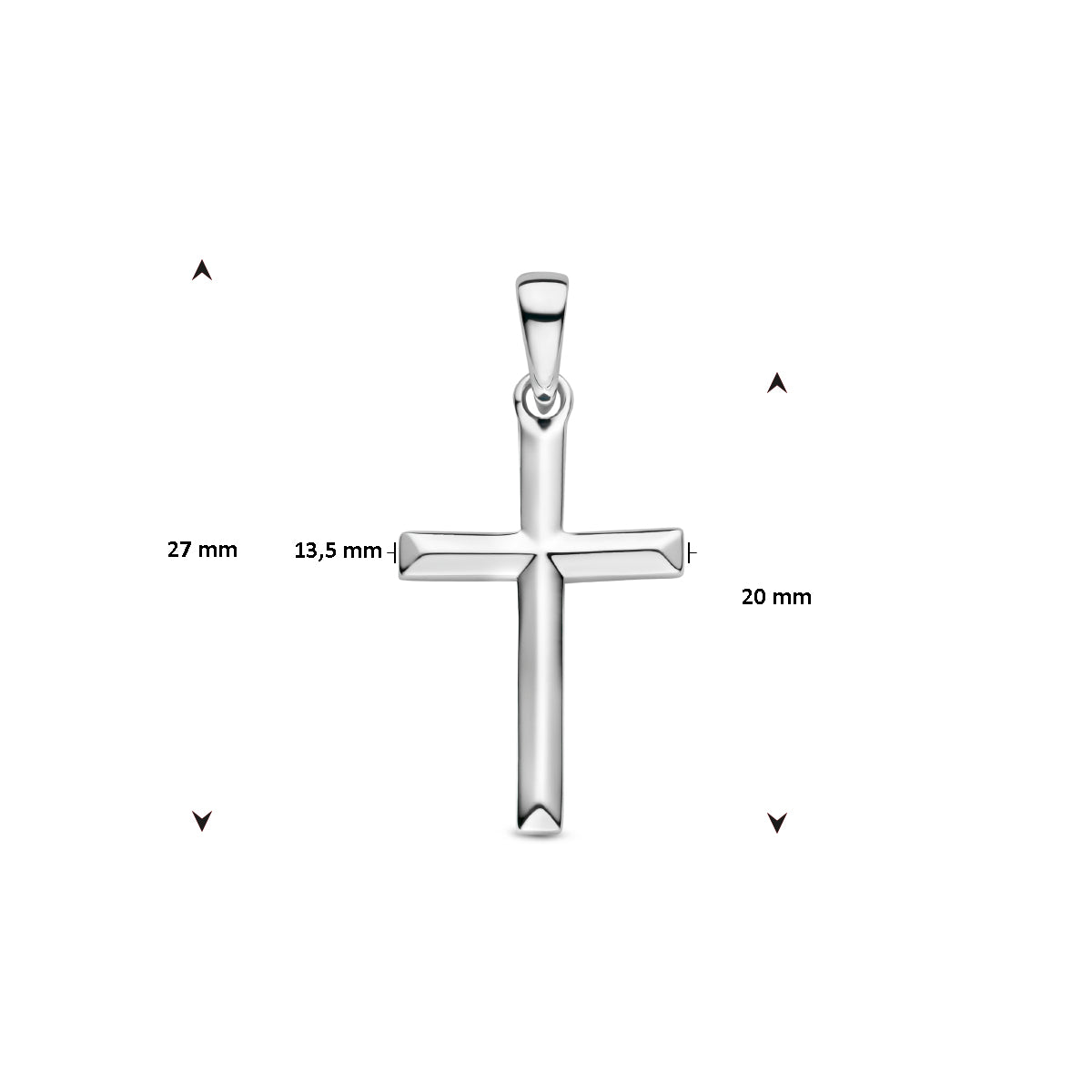 Zilveren hanger kruis | 20x13,5mm