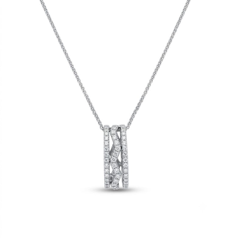 Damiani | 18krt witgouden collier met 0.30ct briljant hanger | 45cm