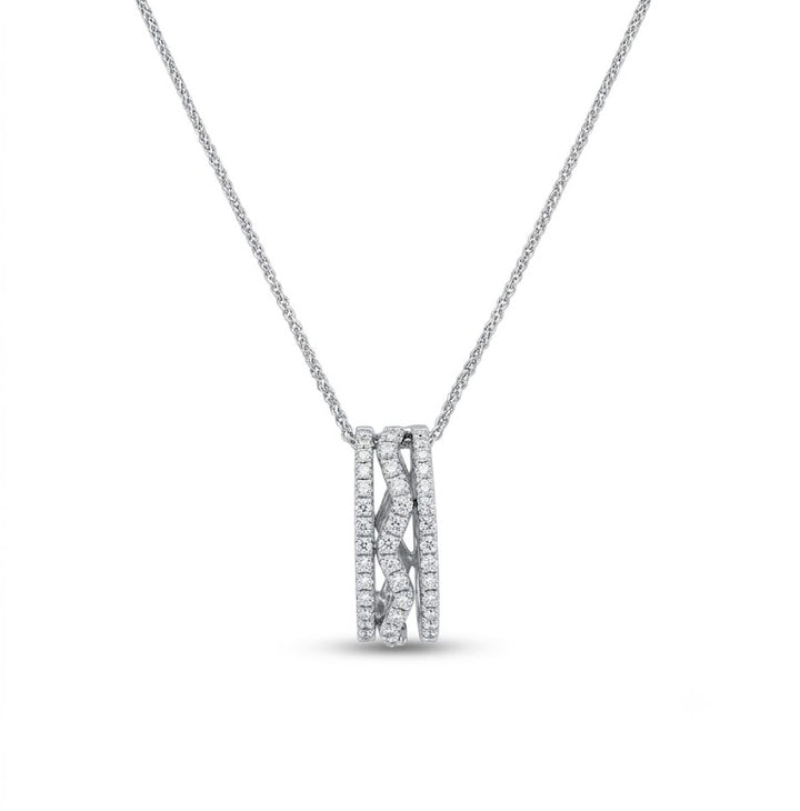 Damiani | 18krt witgouden collier met 0.30ct briljant hanger | 45cm