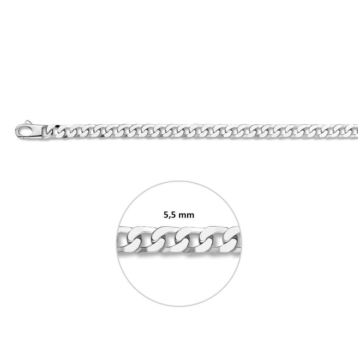 Zilveren lengtecollier - gourmette 6-zijdes geslepen 5.5mm