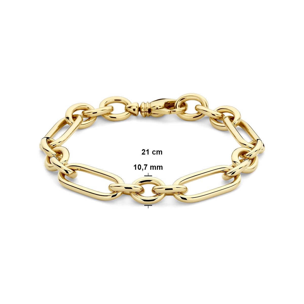 14krt geelgouden armband 10,7mm- 21cm