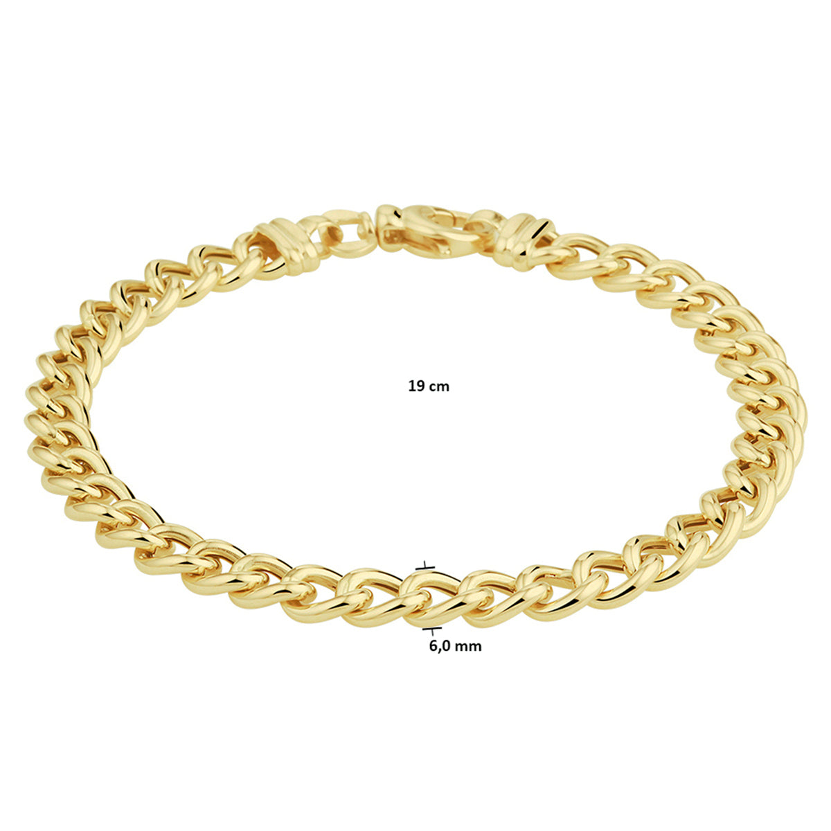 14krt geelgouden armband gourmette 6,0mm - 19cm