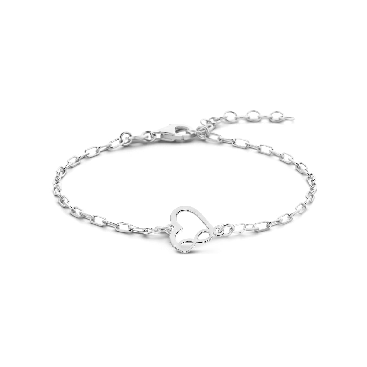 Zilveren armband hart en infinity | 16-19cm