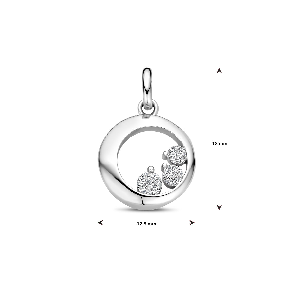 zilveren hanger zirkonia 12,5x18mm