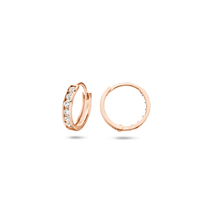 14krt roségouden klapoorringen met zirkonia | 2,3x11mm