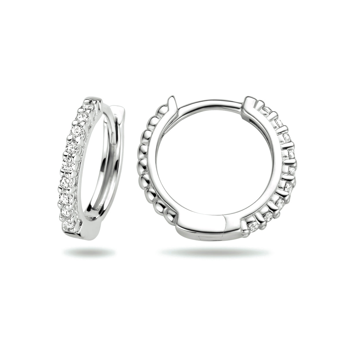 Zilveren klapoorringen zirkonia | 13x2mm