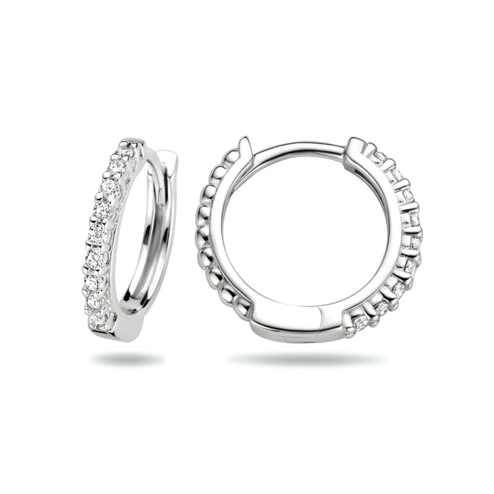 Zilveren klapoorringen zirkonia | 13x2mm