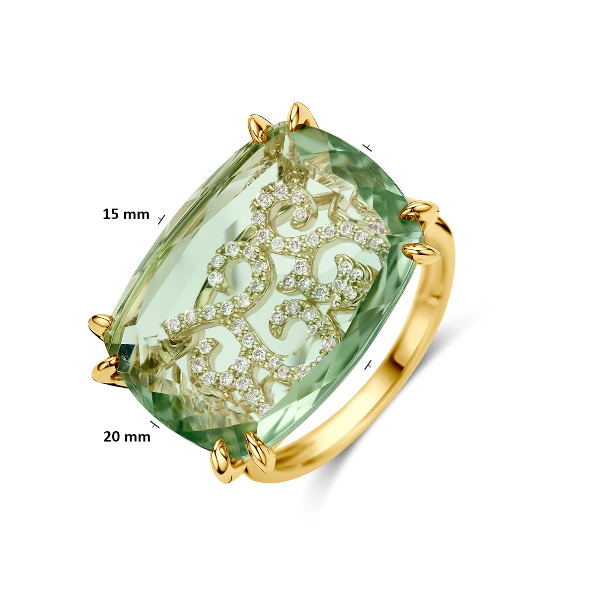 14krt geelgouden ring met diamant 0.14ct HSI | Amethist