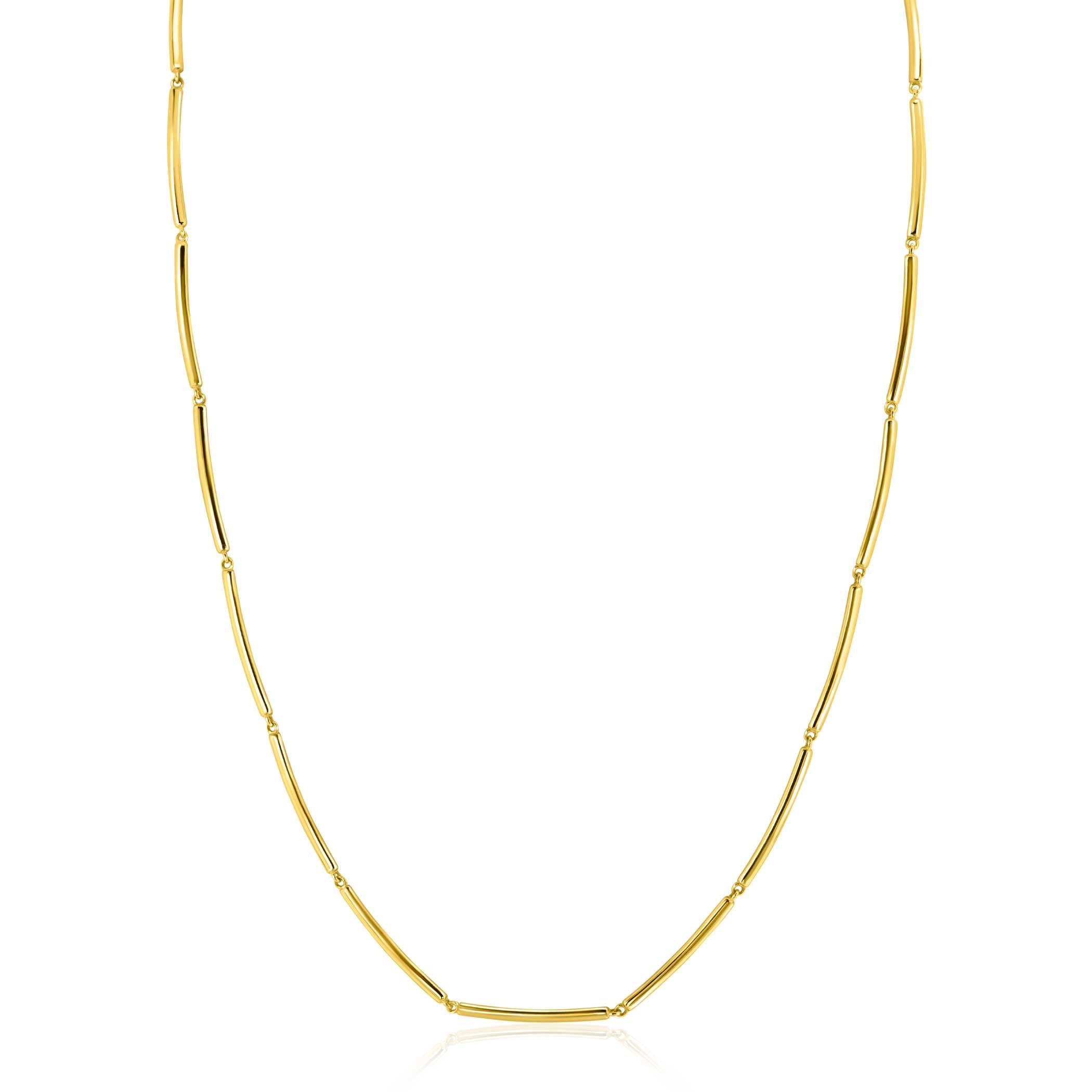 ZINZI Gold 14 krt gouden ketting met langwerpige glanzende staafjes 1.6mm breed 40-43cm ZGC461