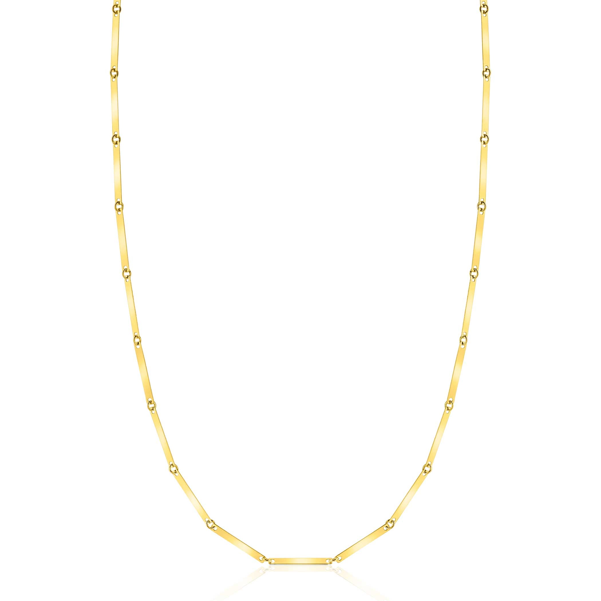 ZINZI Gold 14 krt gouden massieve ketting met langwerpige glanzende staafjes 1.6mm breed 45cm ZGC491
