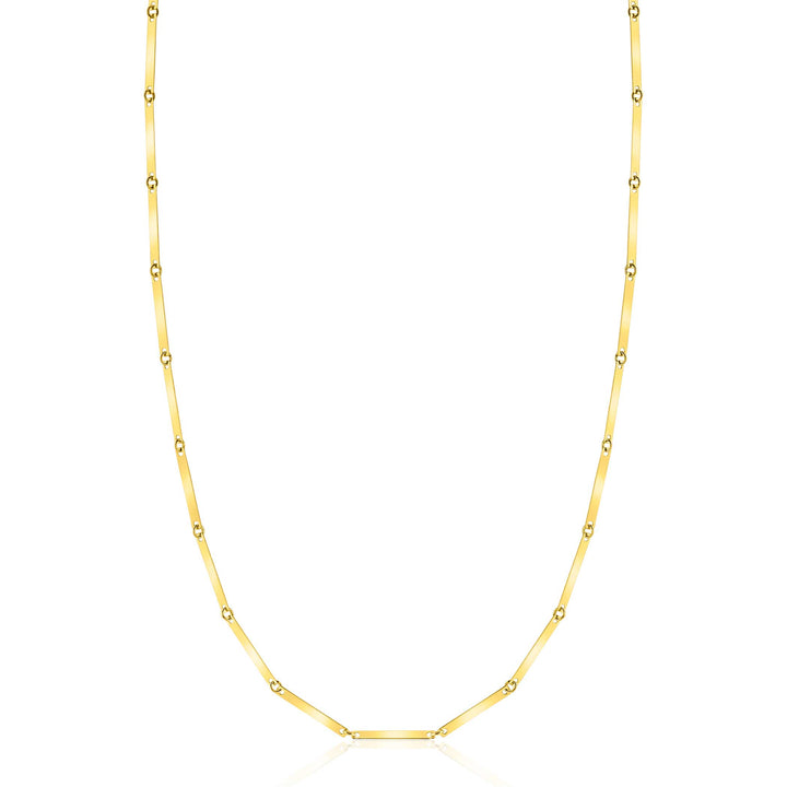 ZINZI Gold 14 krt gouden massieve ketting met langwerpige glanzende staafjes 1.6mm breed 45cm ZGC491