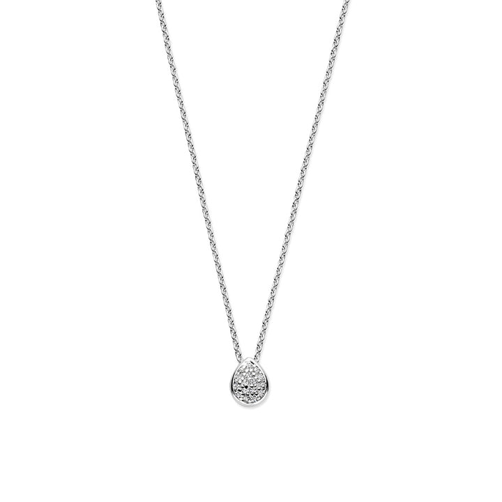 Zilveren collier druppel zirkonia  | 41-43-45cm