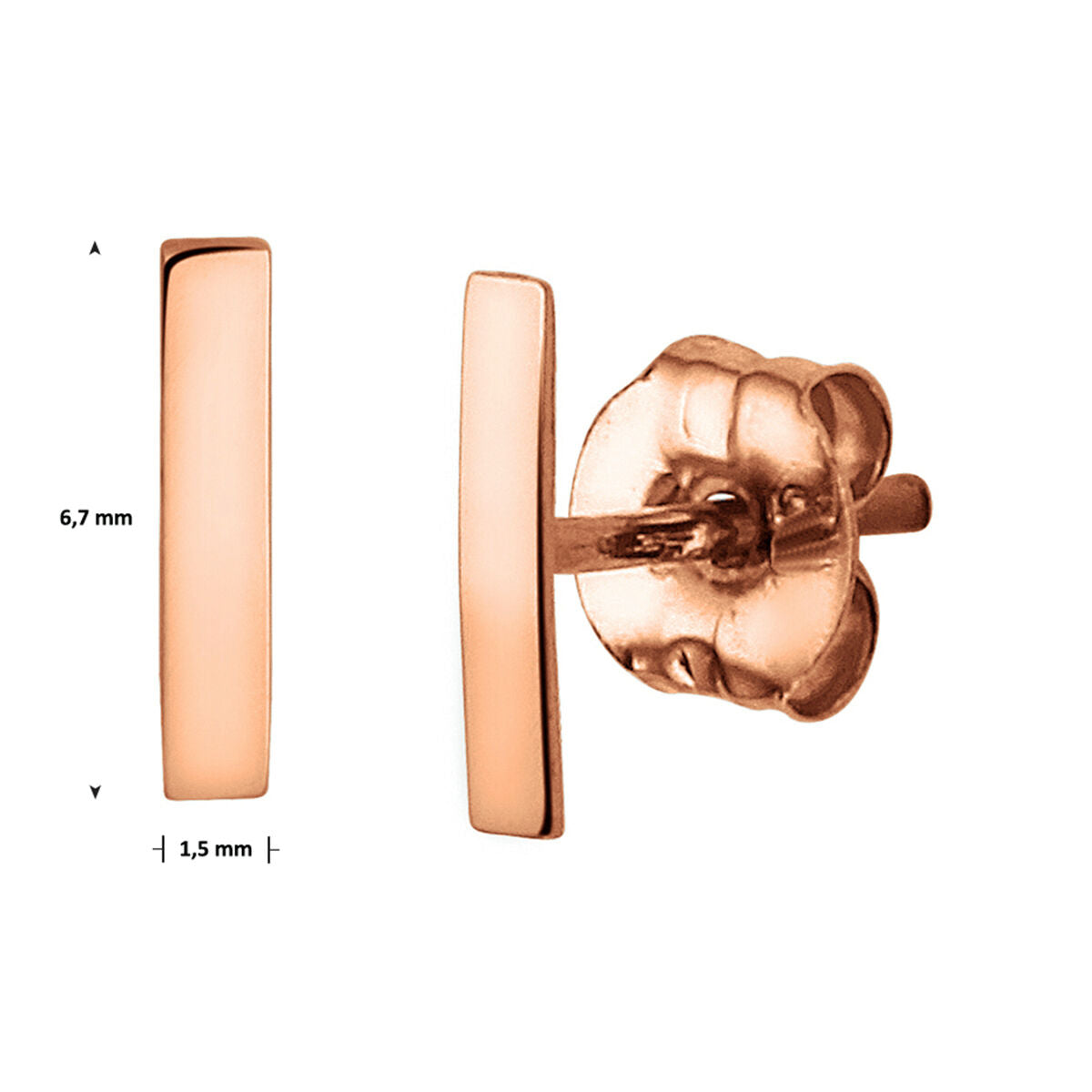 14krt rosegouden oorbellen balk