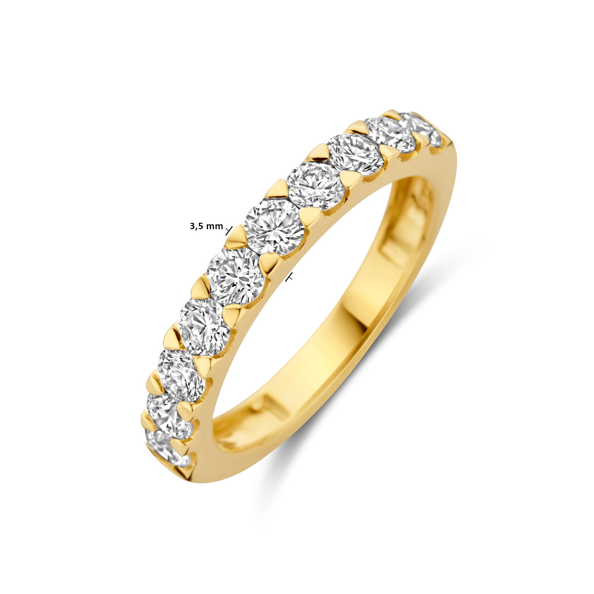 Facette - 14krt geelgouden memoire ring met LG diamant 10-1,00ct GHSI