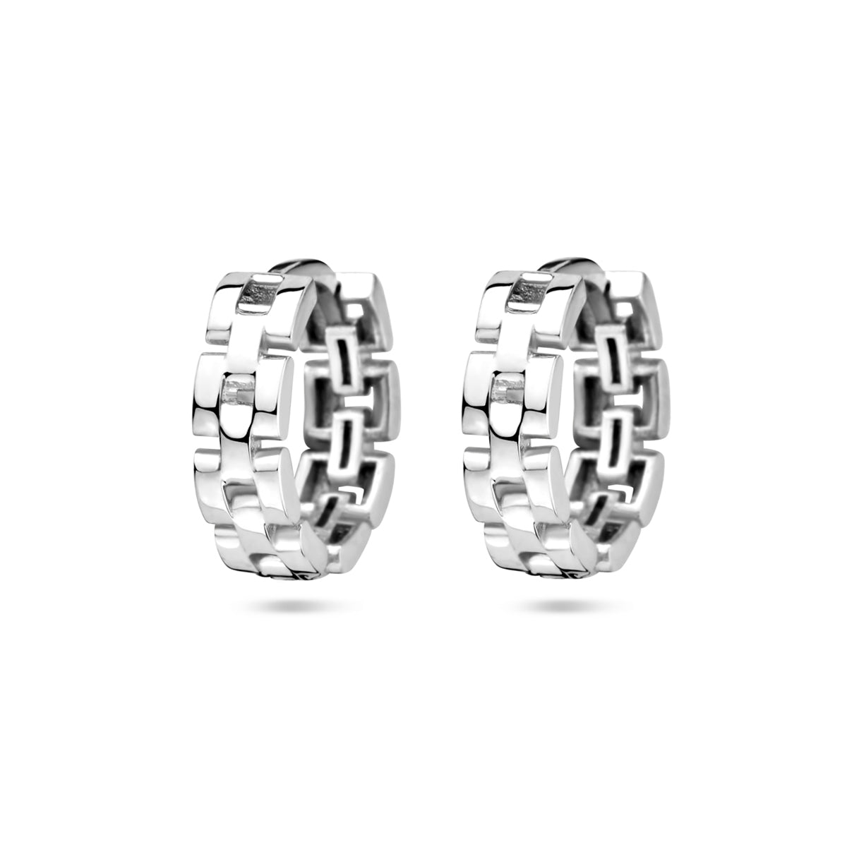 Zilveren klapoorringen schakelmotief | 13x4mm