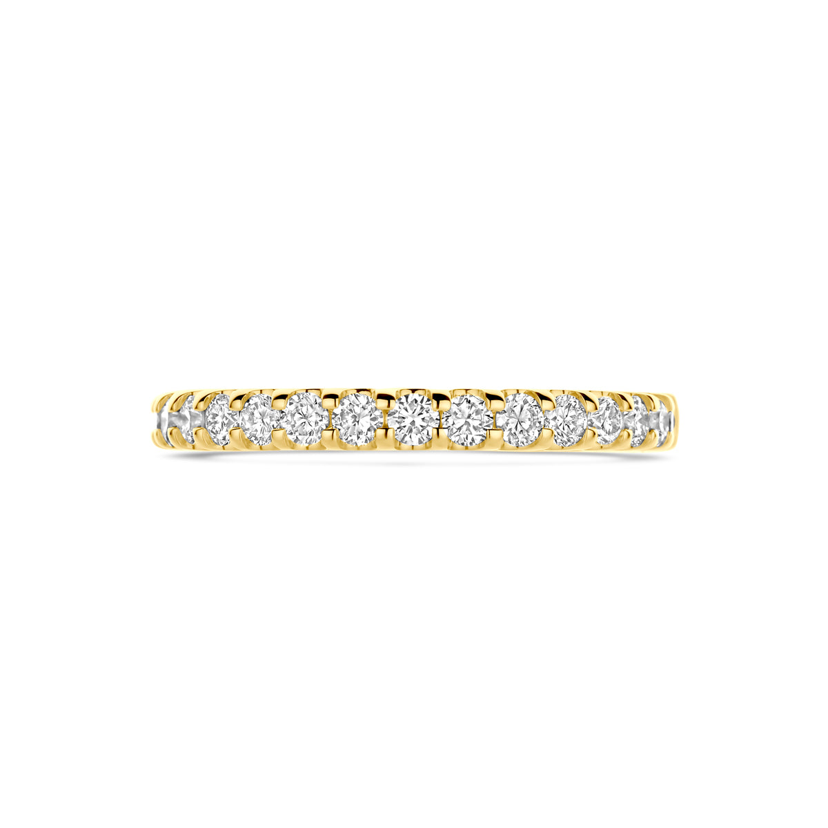 Facette - 14krt geelgouden memoire ring met LG diamant 16-0,51ct GHSI