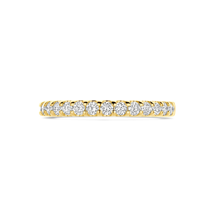 Facette - 14krt geelgouden memoire ring met LG diamant 16-0,51ct GHSI