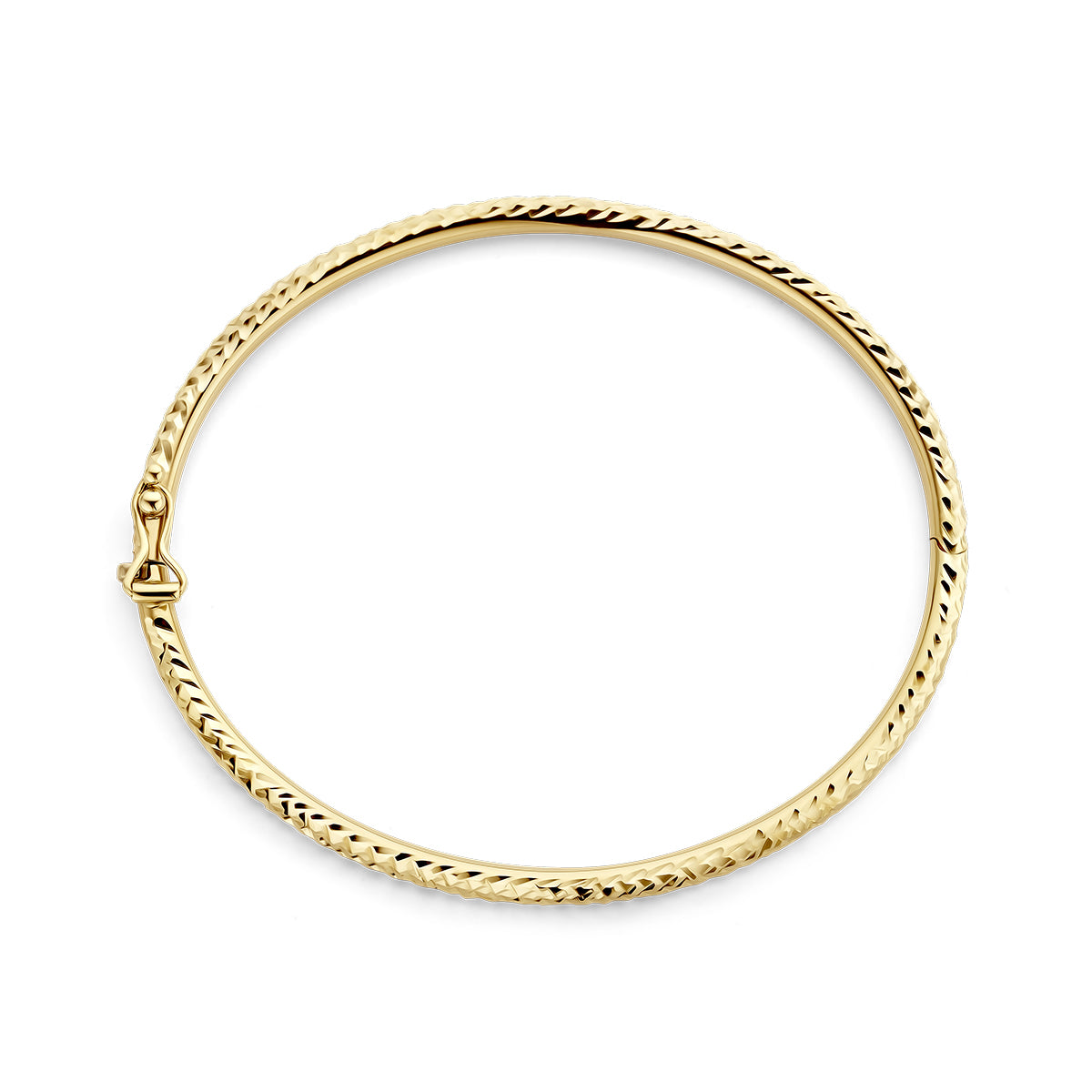 14krt geelgouden bangle scharnier gediamanteerd 3,0mm | 60 mm